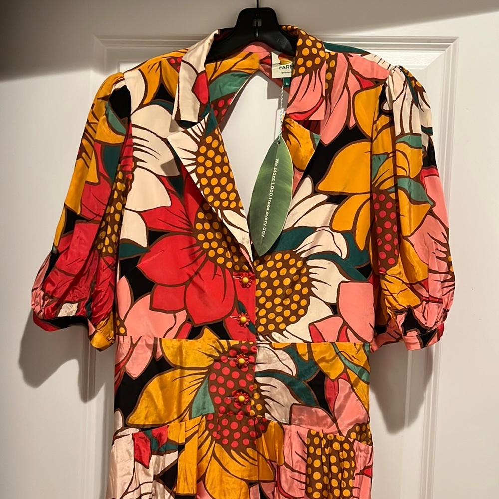 Farm Rio Women’s Colorful Sunflowers Midi Dress NWT